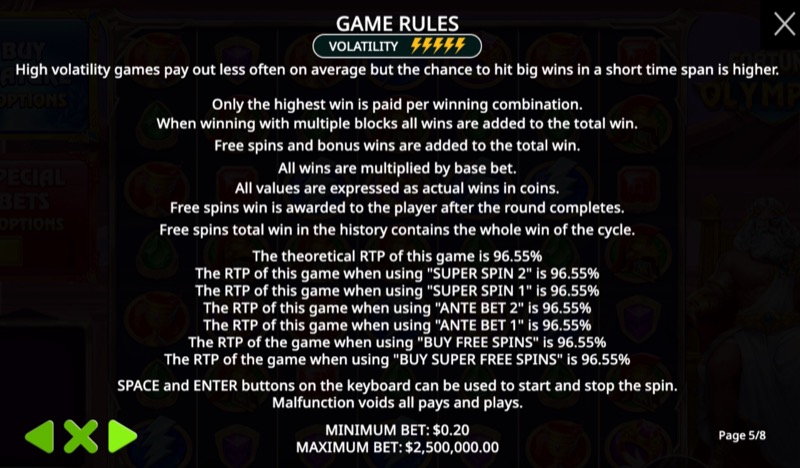 Fortune of Olympus — volatility rating and game info