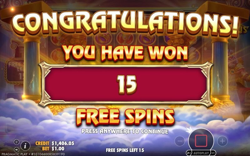 Fortune of Olympus — free spins triggered