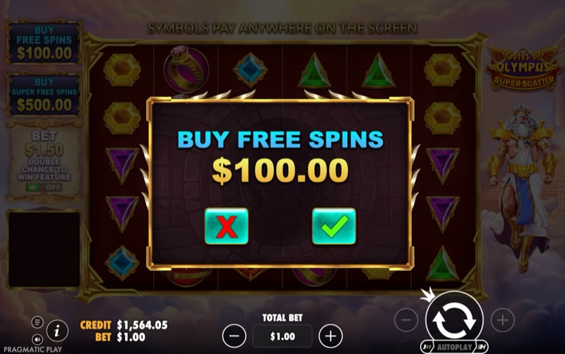 Gates of Olympus Super Scatter — bonus buy feature