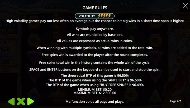 Gates of Olympus Xmas 1000 — volatility rating and game info